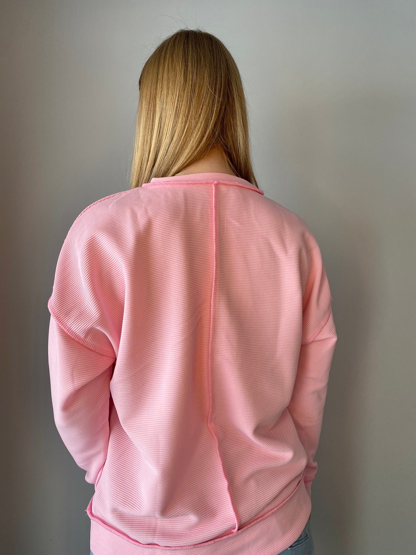 Ribbed Exposed Seam Long-Sleeve