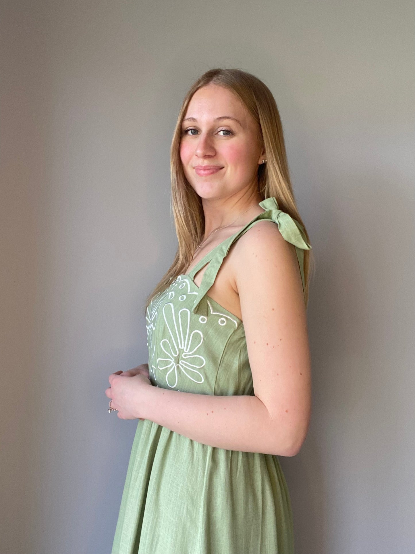 Embroidery Detail Midi Dress