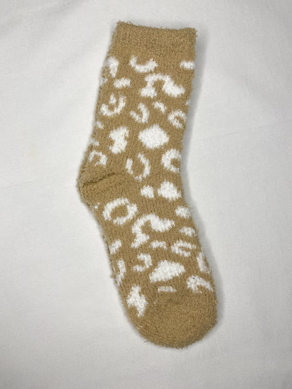 Leopard Print Fuzzy Socks