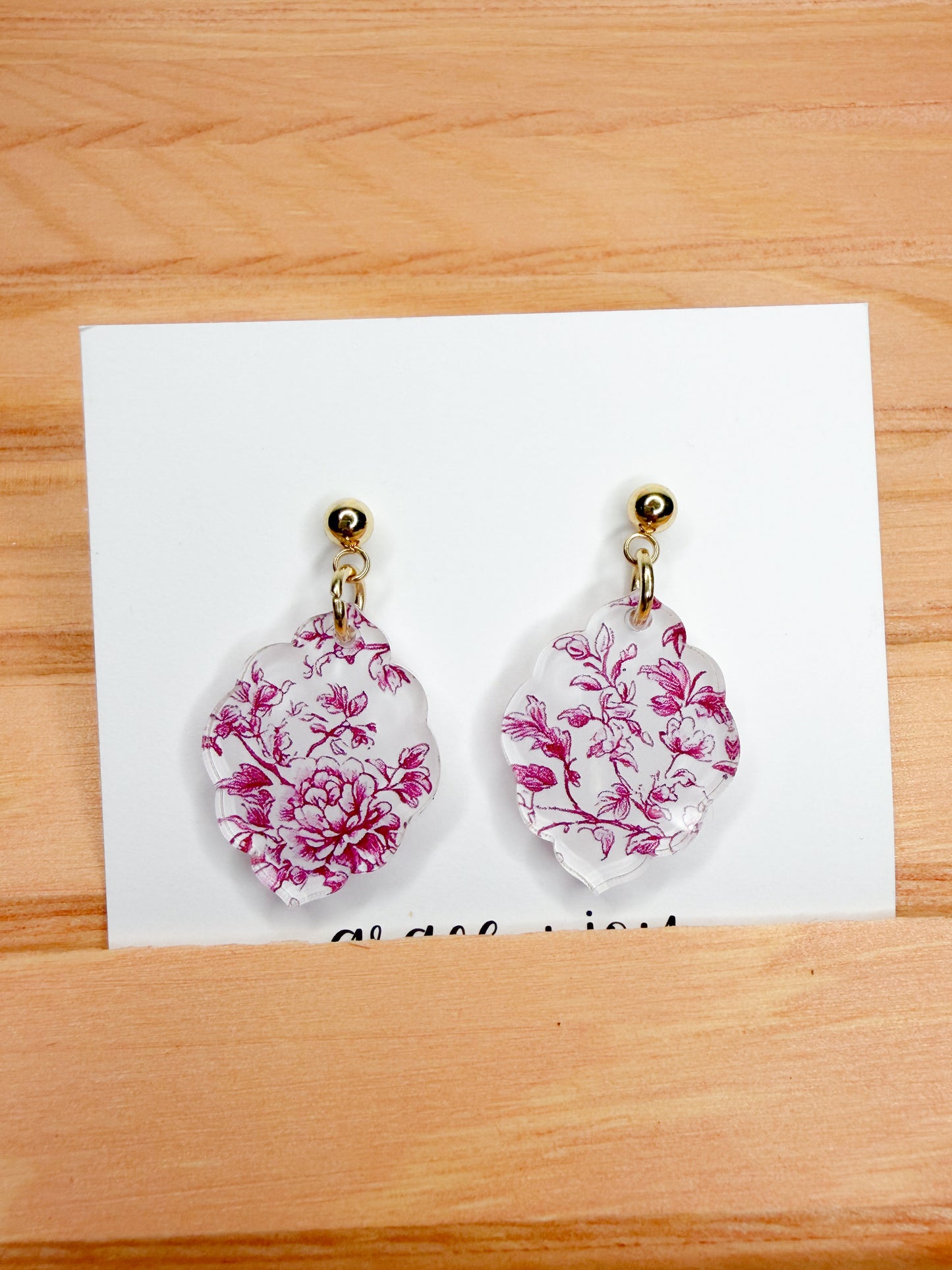 Pink Floral Dangle Earrings