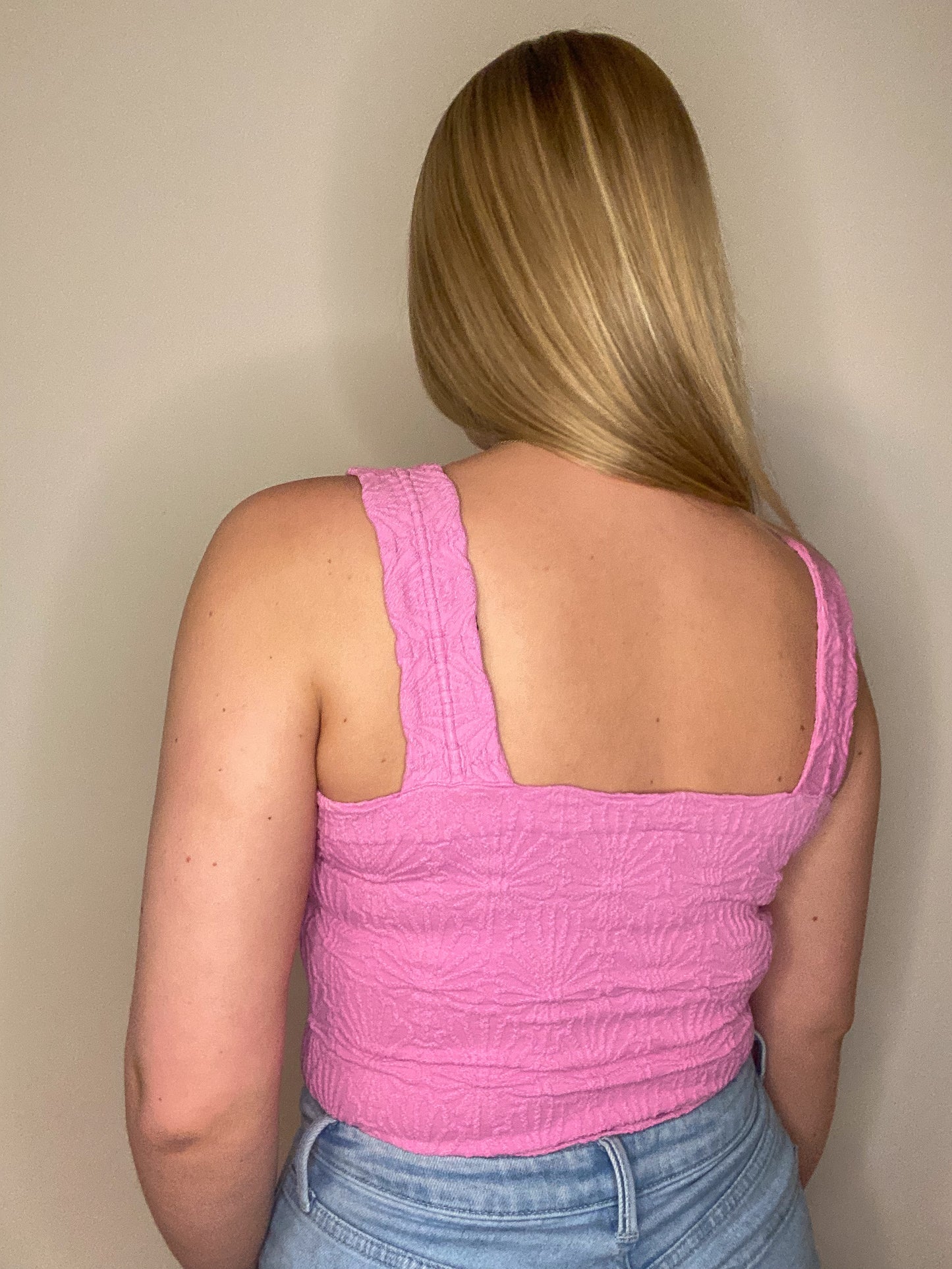 Lace Textured Square Tank Top