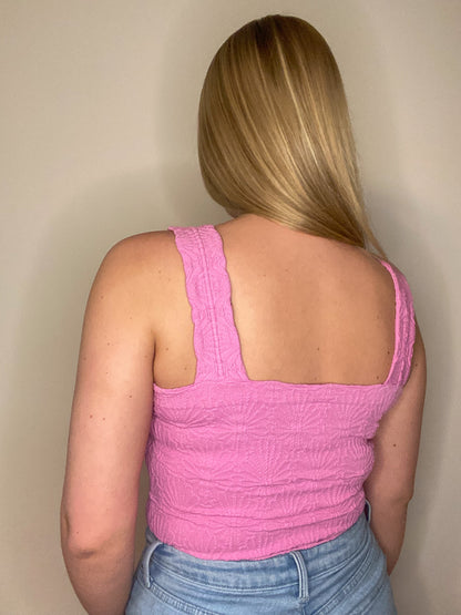 Lace Textured Square Tank Top