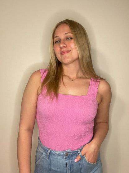 Lace Textured Square Tank Top