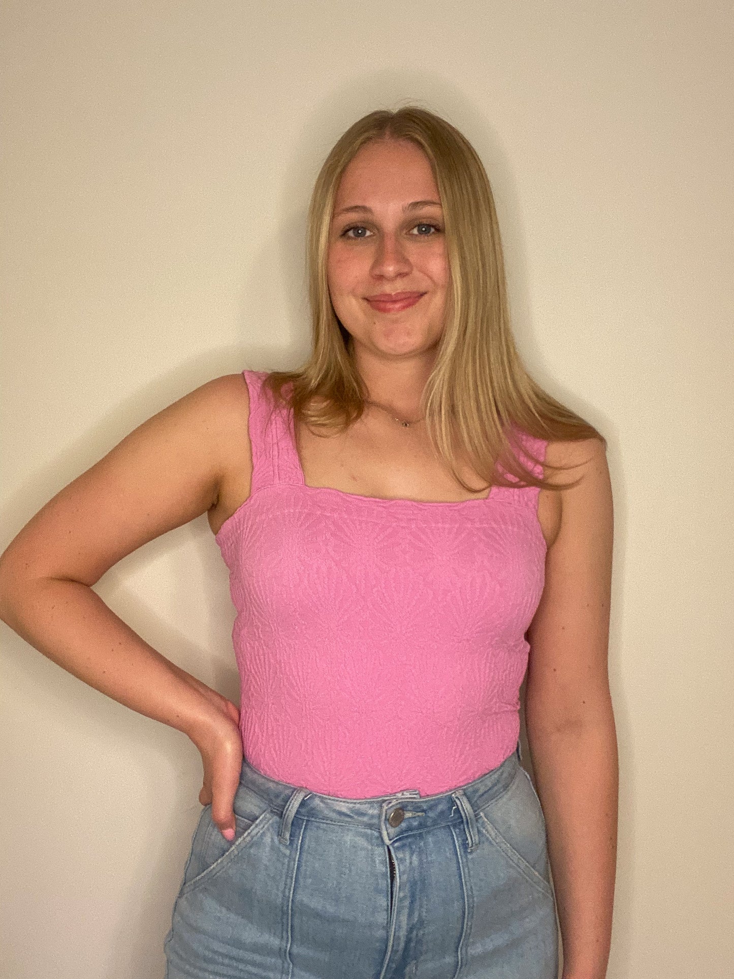 Lace Textured Square Tank Top