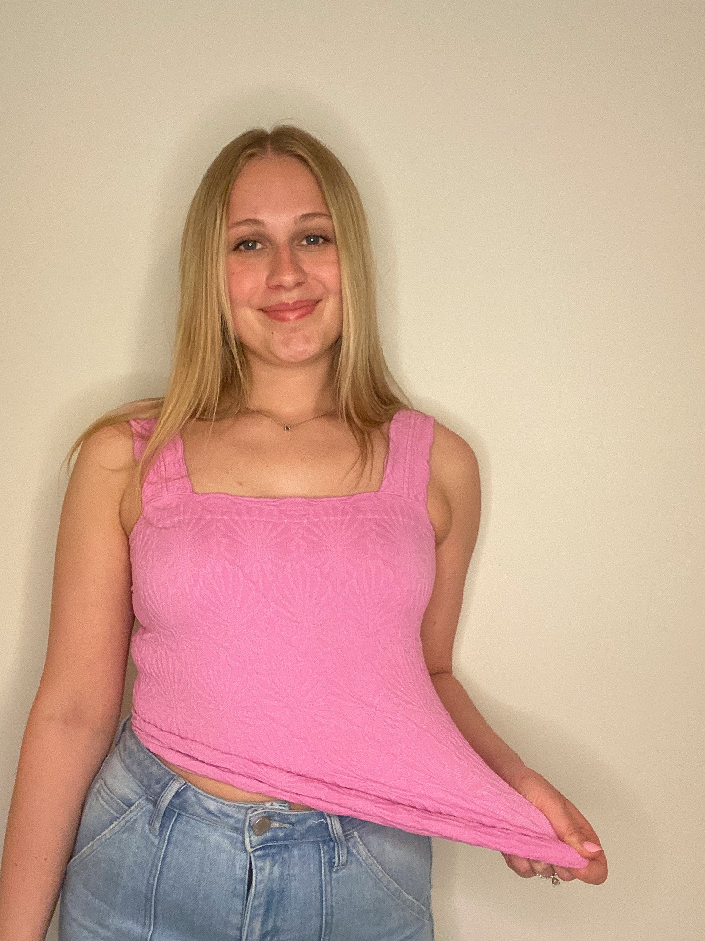 Lace Textured Square Tank Top