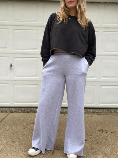 Wide-Leg Solid Knit Sweatpants