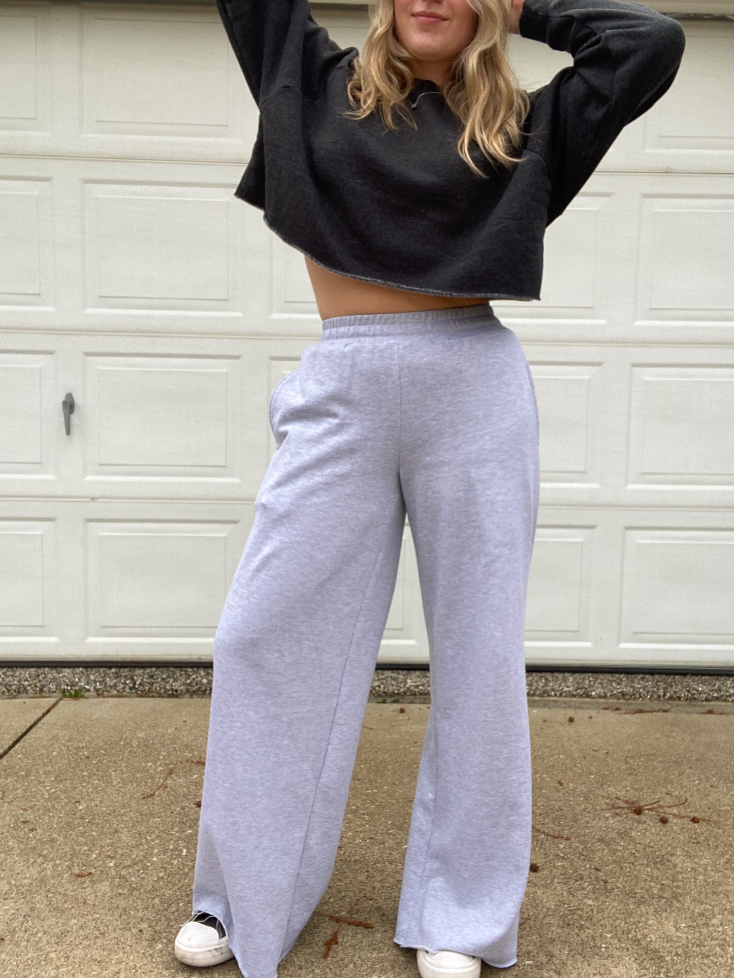 Wide-Leg Solid Knit Sweatpants