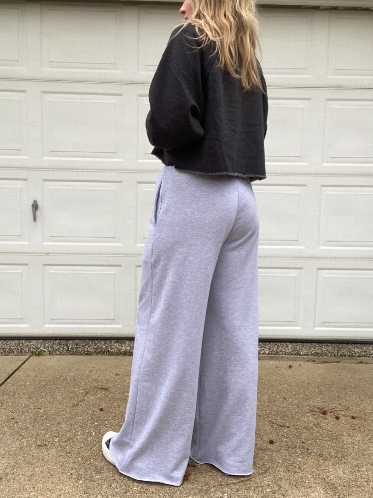 Wide-Leg Solid Knit Sweatpants