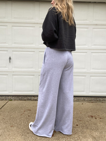 Wide-Leg Solid Knit Sweatpants