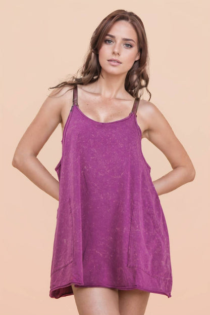 Mineral Washed Mini Dress w/ Shorts Inside 